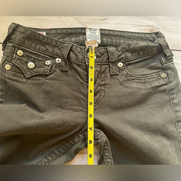 True Religion Women’s 27x29 Misty Green Flap Pocket Stretch Skinny Jeans Vintage - Picture 6 of 12